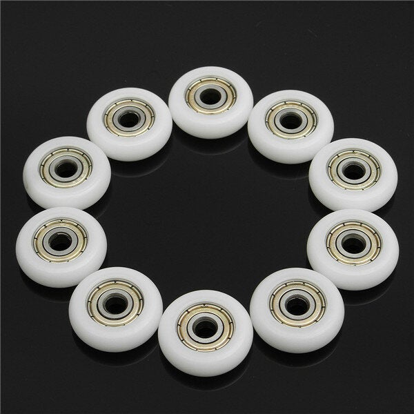 10pcs 5*23*7mm Nylon Plastic Carbon Steel Bearings Pulley Wheels Embedded Groove Ball Bearings