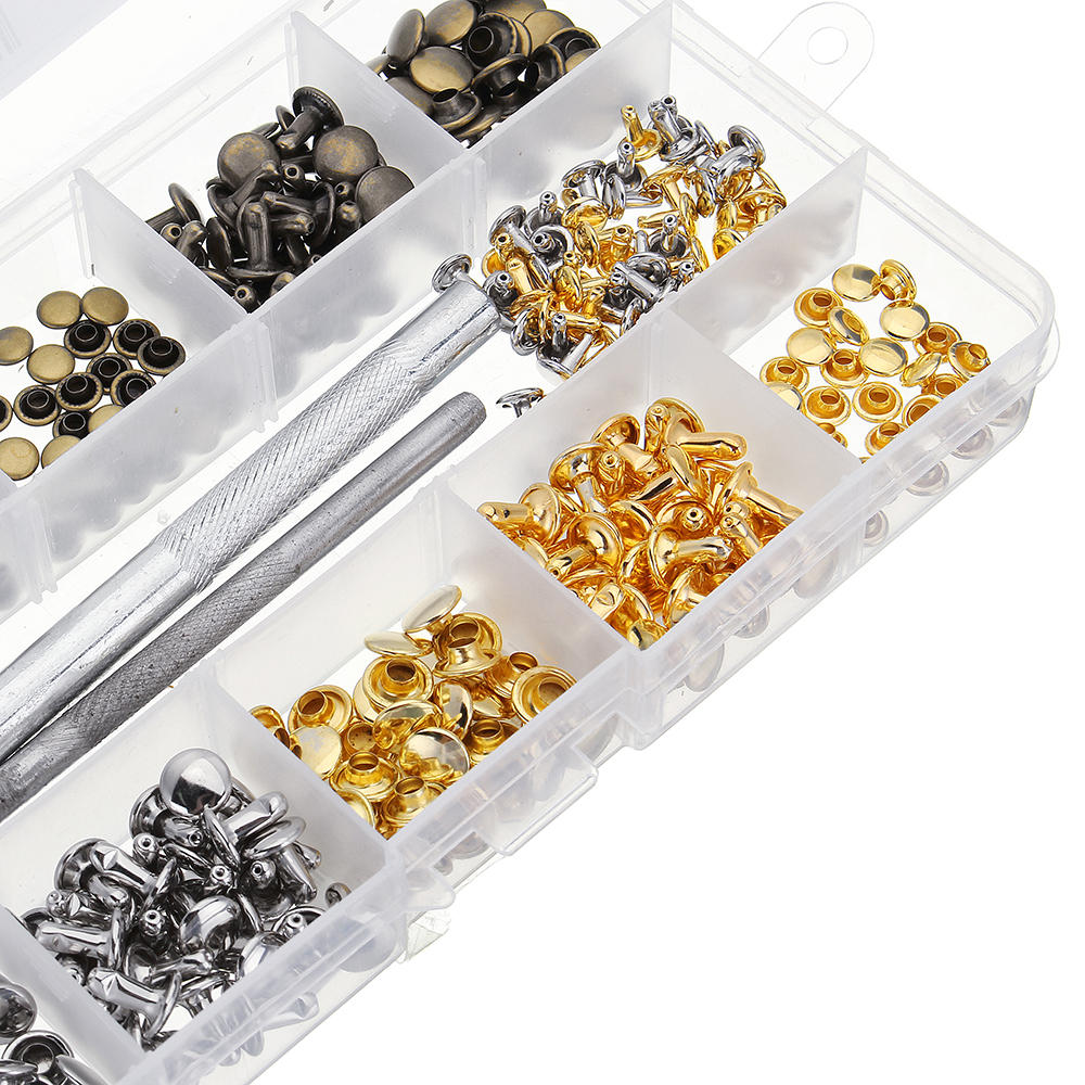 6mm 8mm 180Pcs Leather Double Cap Rivet Buttons Fixing Setting Kit Belts DIY Craft Repair Decoration