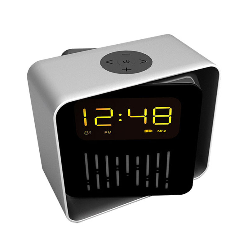 USB Charging LED BT/TF/FM Bluetooth Speaker 360 Rotation Radio Alarm Clock