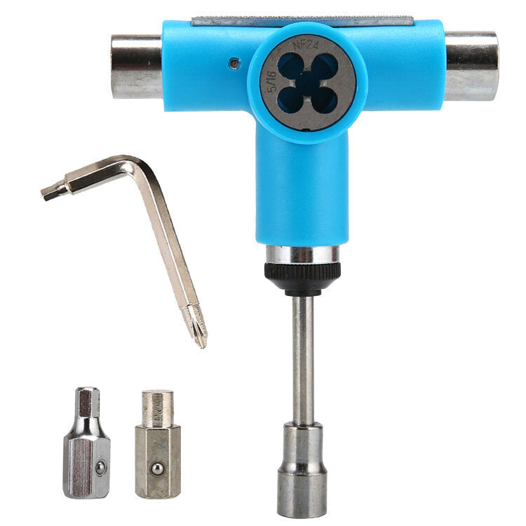 T Type Multifunctional Scooter Adjusting Tool Universal Allen Wrench Screwdriver Sandpaper Socket Wrench Skateboard Repair Tool