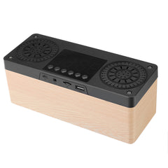 Bluetooth 5.0 Wooden Speaker Alarm Clock Support TF Card/USB/AUX/ FM Radio