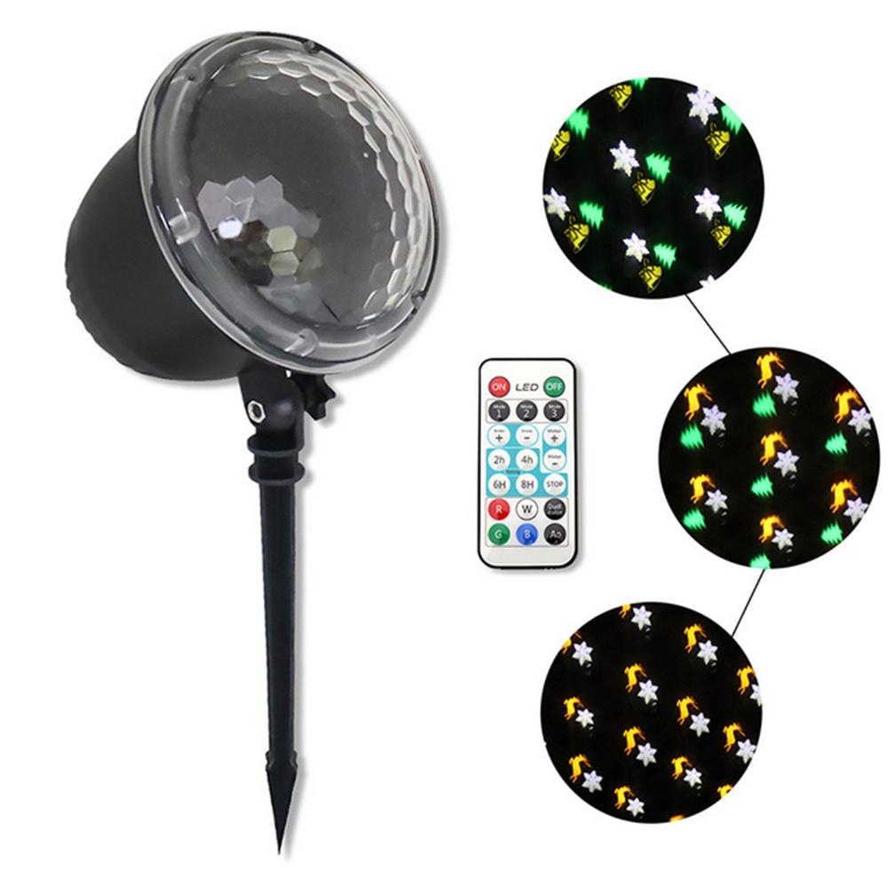 4 LED Projection Stage Light Outdoor Christmas Mini Snowflake Lamp with Remote Control for Party Festival