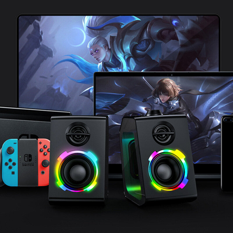 Bluetooth Speaker RGB Lighting Game Desktop Dual Speaker Surround Bass Stereo Support USB TF Card AUX Subwoofer