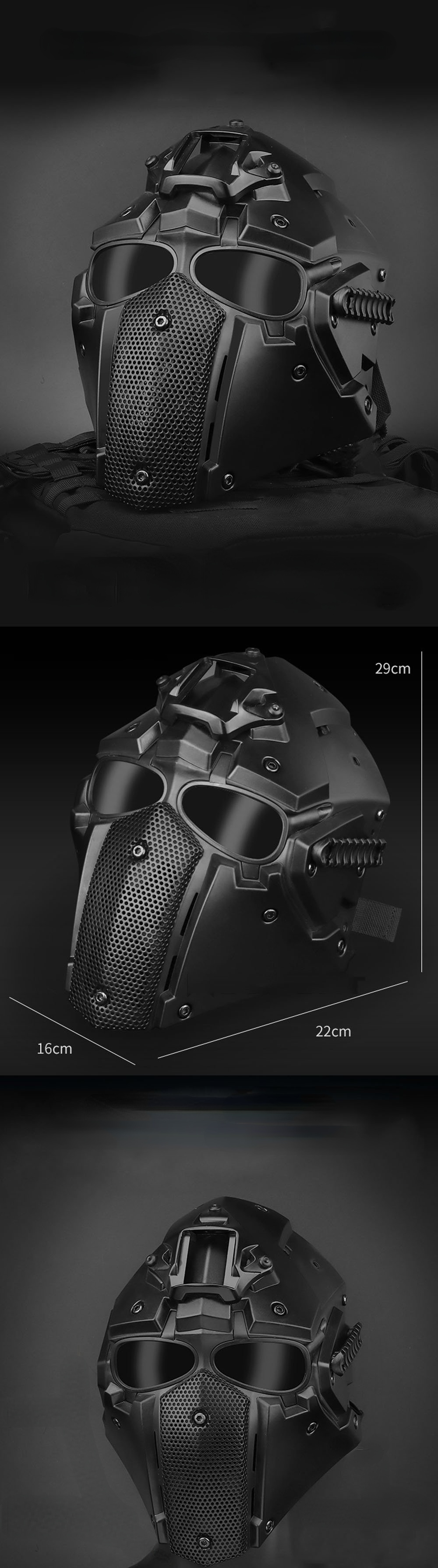 Military Airsoft Full Face Helmet Safety Tactical Adjustable CS Mask Shooting Helmet Mask Head Protector Outdoor Hunting