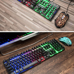 Wired Keyboard & Mouse Set 104 Keys RGB Backlight Mechanical Feeling Gaming Keyboard 2400DPI Ergonomic Home Office Mouse for Laptop Computer PC
