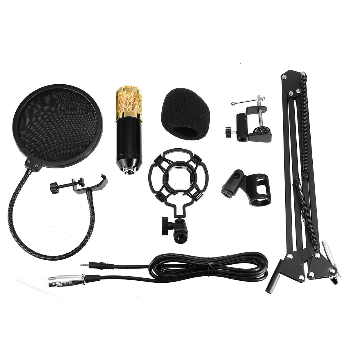 Condenser Microphone Kit Pro Studio Audio Recording Mic for Live Broadcast Mobile Phone PC Computer with Stand Shock Mount
