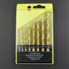 8Pcs 3-10mm Titanium Plating Brad Point Drill Bits Set Wood Twist Drill Bits