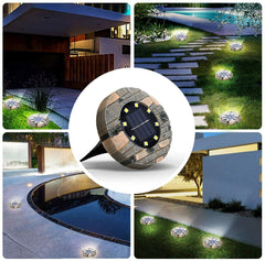 8 Pack Solar Ground Lights 8 LED Disk Solar Lights Outdoor Upgraded Garden Waterproof Bright In-Ground Lights for Pathway