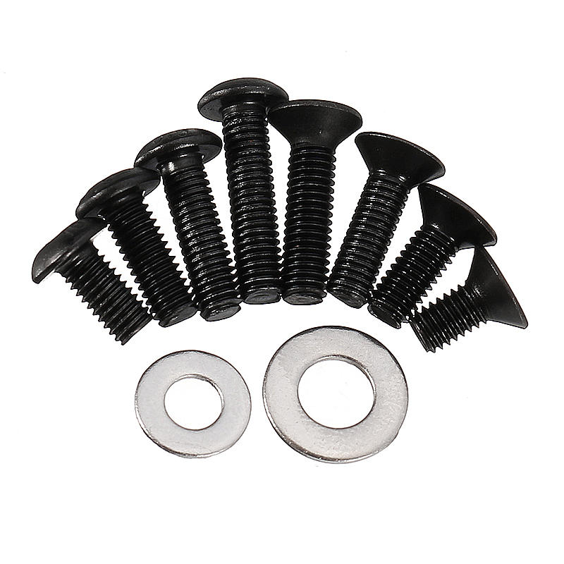 M3CH8 M3 Carbon Steel Hex Socket Flat Head Button Head Screws Flat Washers Assortment 180pcs