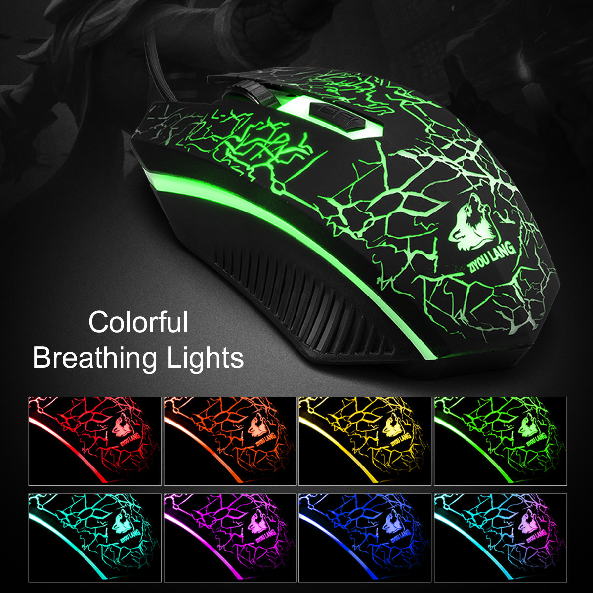 Keyboard & Mouse Combo 104 Keys Russian Version Wired Colorful Backlit Gaming Keyboard 2000DPI Optical Mouse Set with Mouse Pad