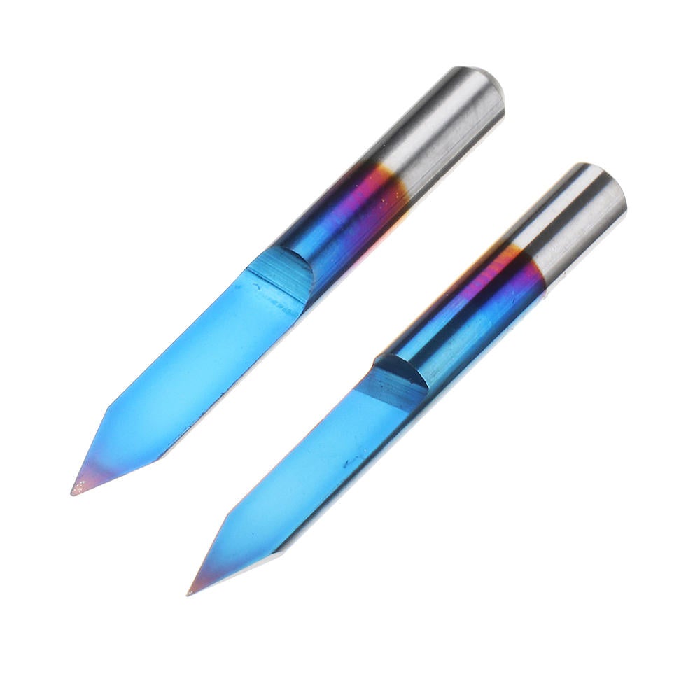 10pcs 0.1mm 0.2mm 40 Degree Engraving Bit Blue Nano Coated Carbide Flat Bottom PCB Engraving Bit CNC Router Tool