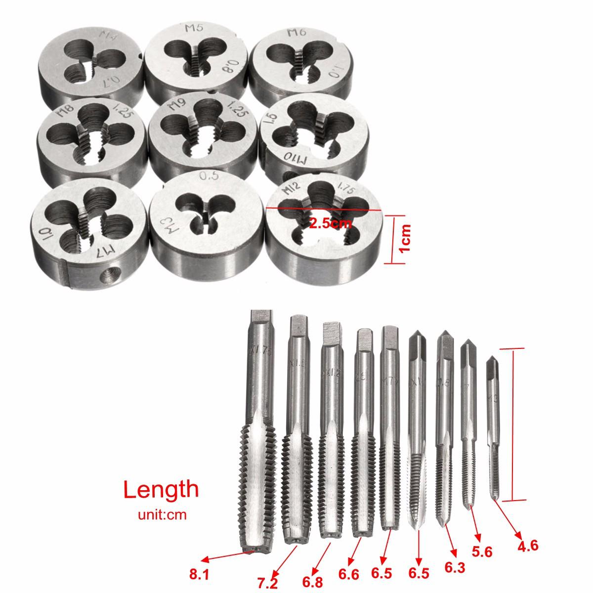 20pcs Metric Screw Tap Wrench and Die Pro Set M3-M12 Nut Bolt Alloy Metal Tool