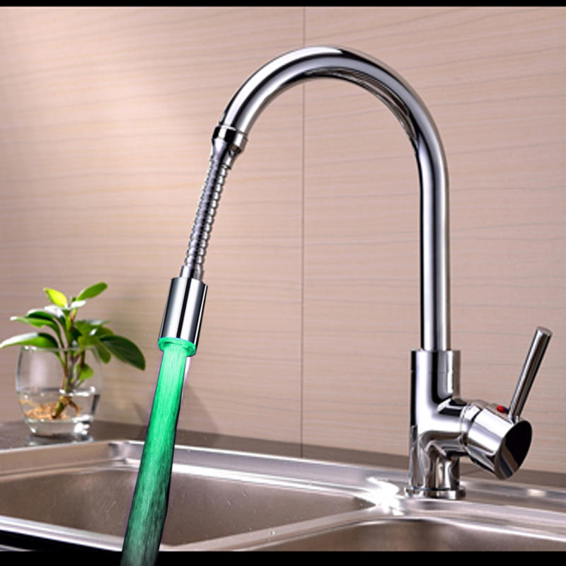 360 Rotation LED Faucet Tap Heads Aerators Water Powered 7 Colors Quick/Slow Flashing