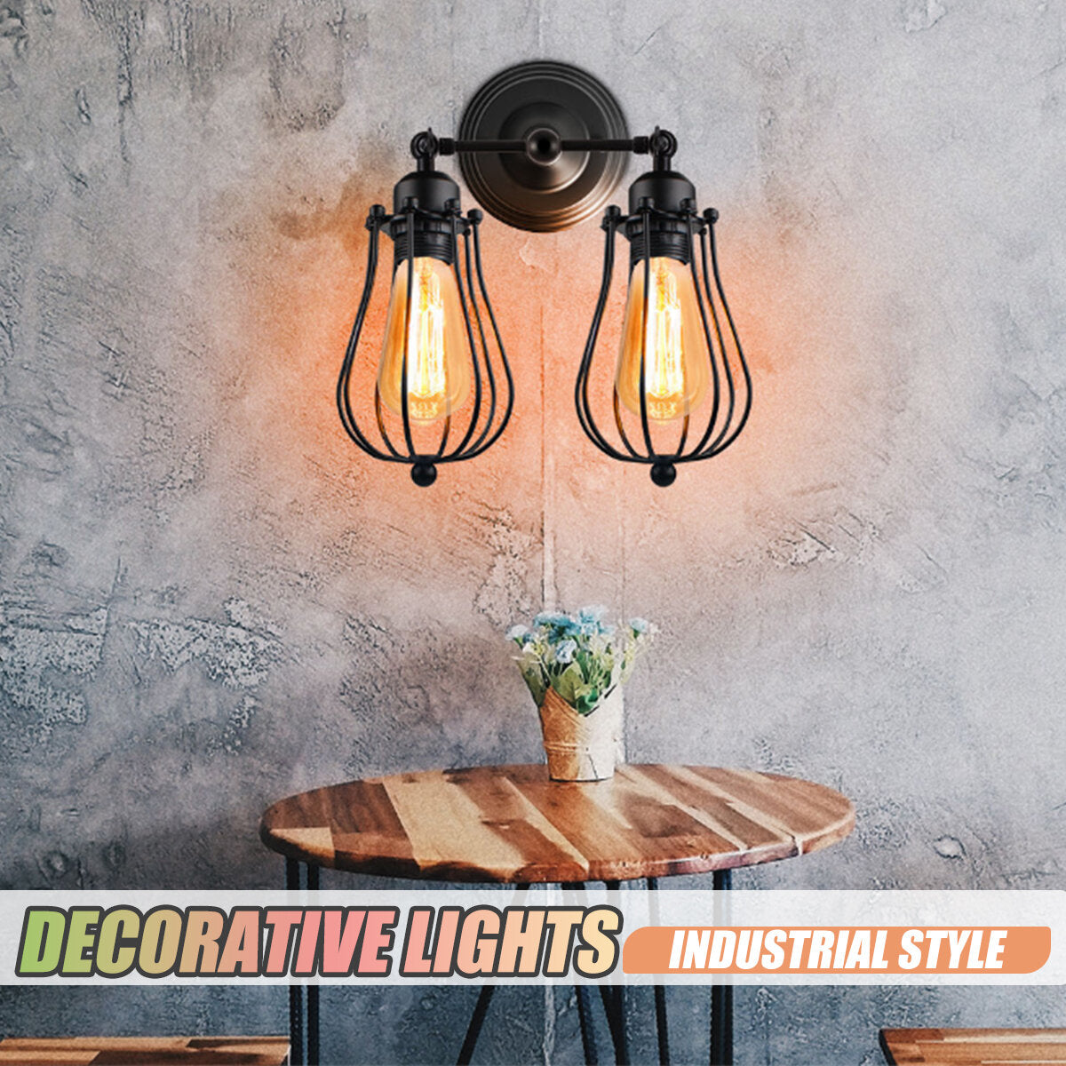 Industrial Wall Light Mounted Sconce Iron Retro Lamp Fixture Room Decor