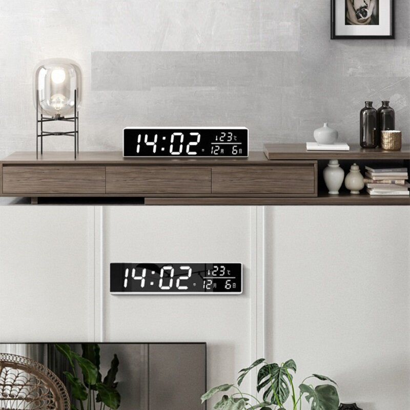 DC 5V LED Mirror Electronic Small Alarm Clock Digital Music Desktop Clock Rectangular Multifunctional Clock