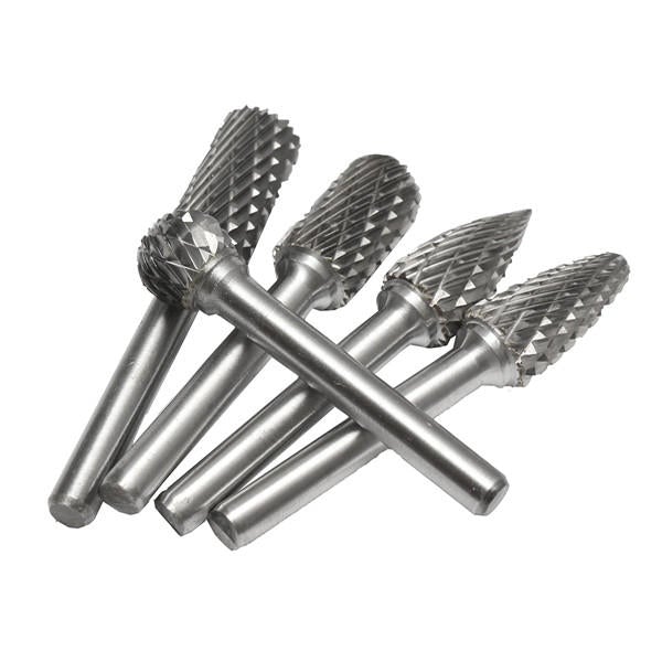 5pcs 6mm Shank Tungsten Carbide Burrs 12mm Head Rotary Cutter Engraving Bits Set