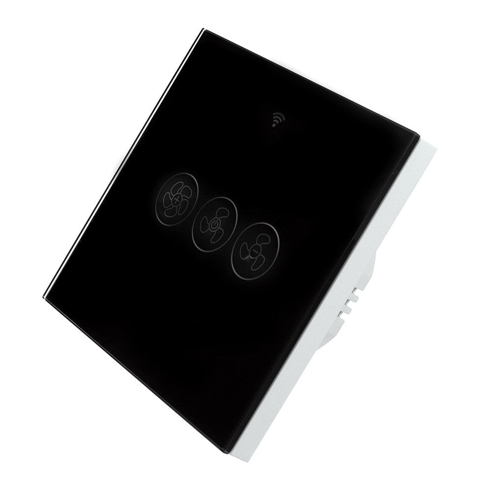 Black WiFi+RF433 Smart EU Ceiling Fan Switch Smart Life/Tuya App 2/3 Way Control Wireless Remote Control Works with Alexa and Google