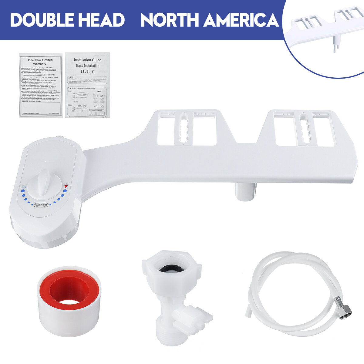 2 Modes Nozzles Toilet Bidet Seat Attachment Water Pressure Spray Non-Electric