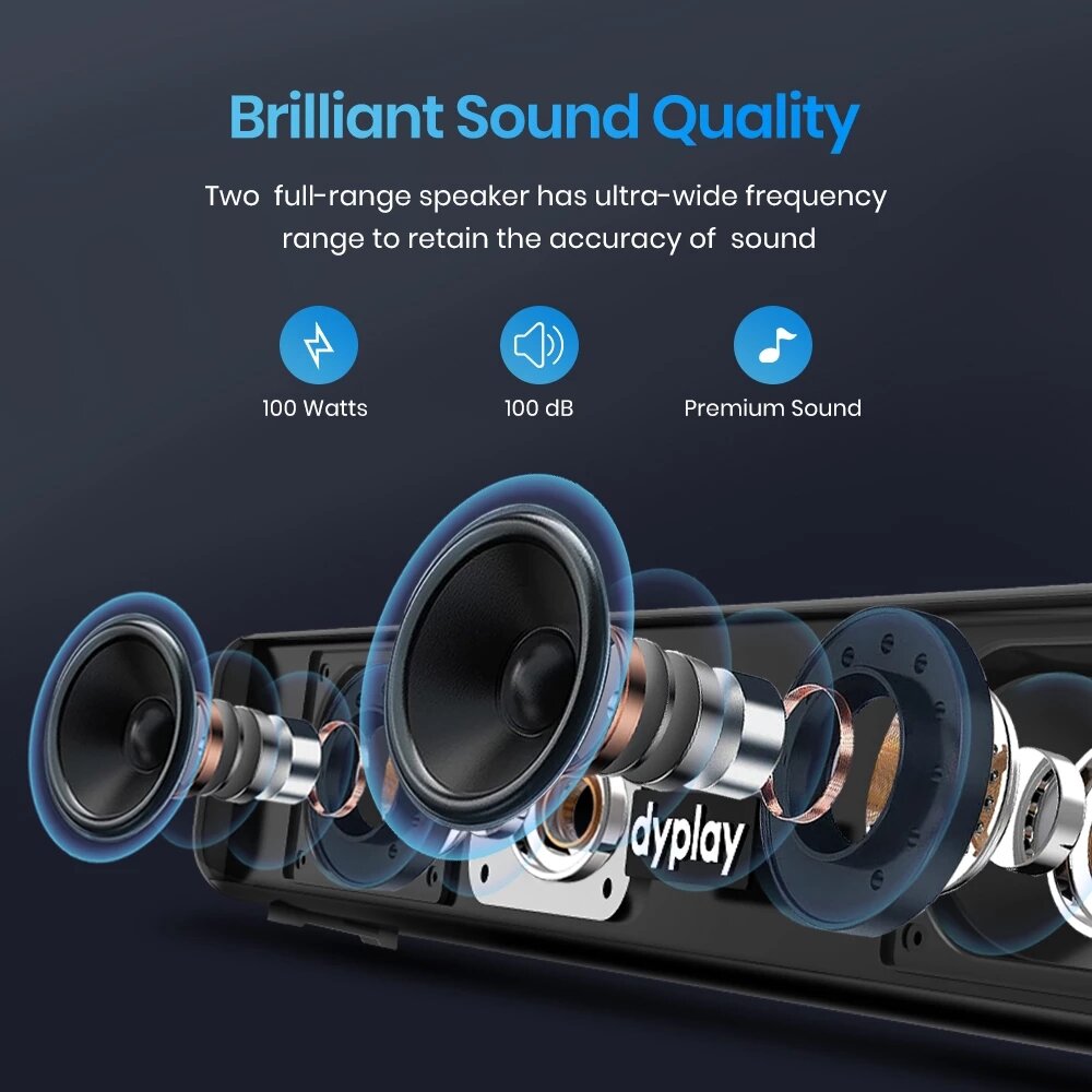 Soundbar TV Bluetooth Speaker EU Plug 3D Stereo 3 EQ Mode AUX OPT 2.0 Channel Home Theater Soundbar 100W