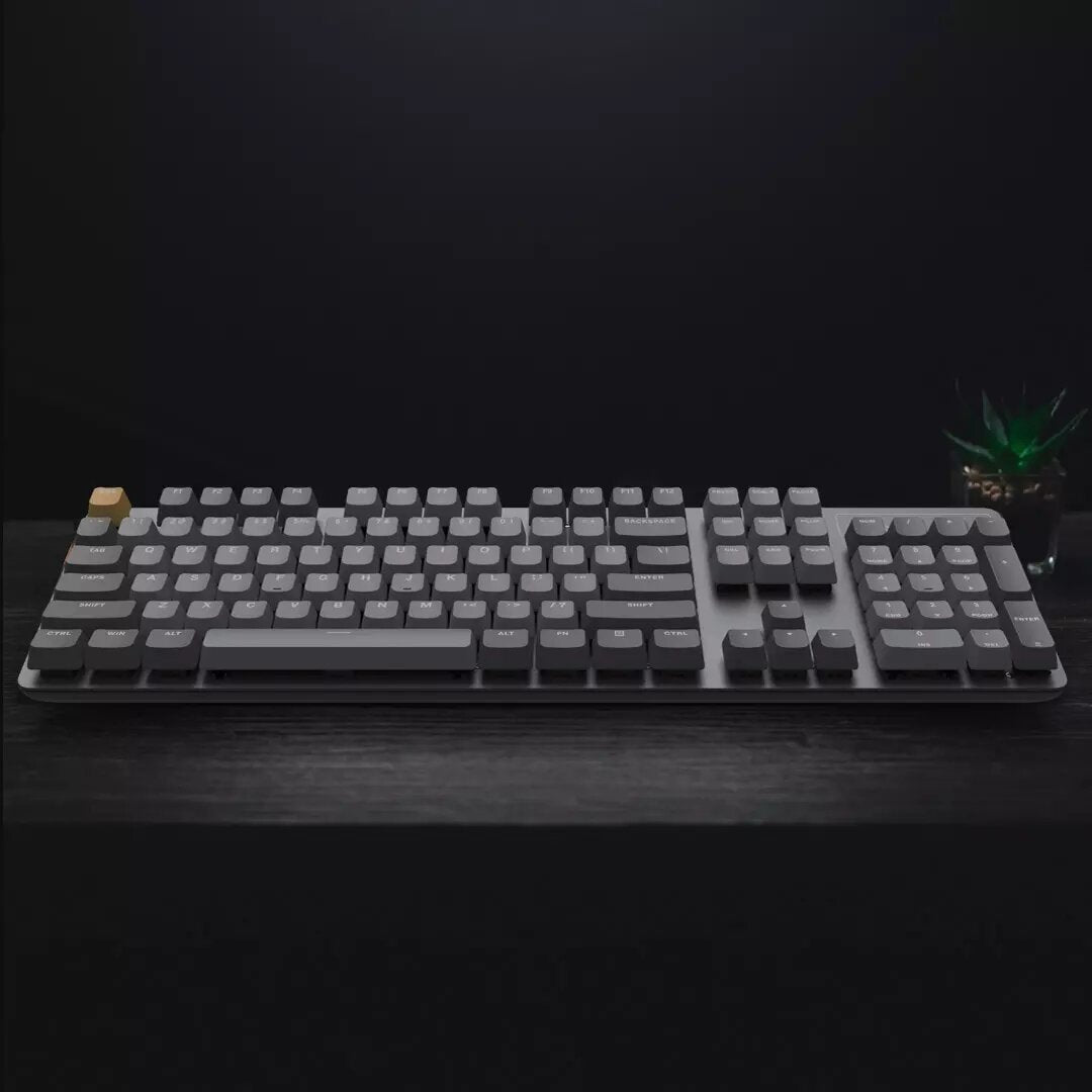 104 Keys Mechanical Keyboard USB Wired Hand Feeling System 6 Mode White Backlit Aluminum Alloy Panel Floating Keycaps Gaming Keyboard