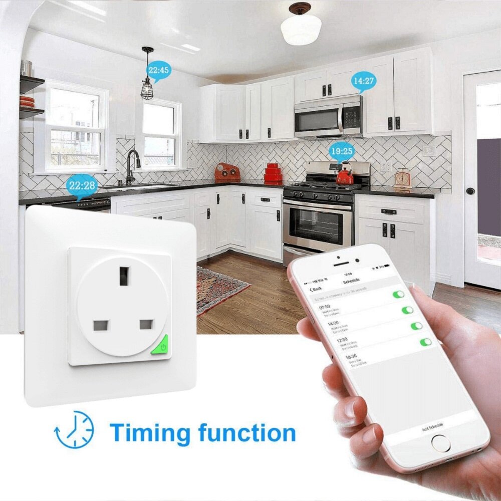 UK Plug Tuya Smart WiFi Wall Socket Switch Work with Google Alexa 110-240V
