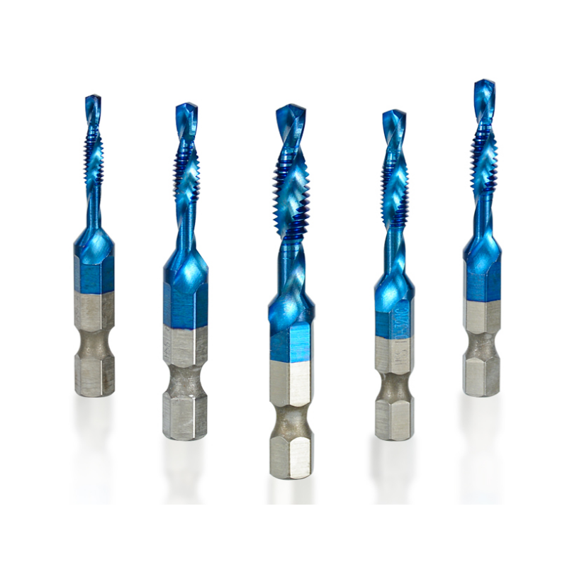 6Pcs Thread Tap HSS Screw Spiral Tap Drill Set 6-32 8-32 10-24 10-32 12-24 1/4-20NC Hexagon Shank Machine Plug Tap Threading Tool