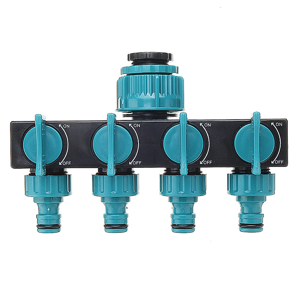Universal 4 Way Garden Hose Splitter Tap Manifold for 1/2" 3/4" 1" Faucet Shut Off Connector Water Pipe Divider Quick Adapter Outdoor Irrigation