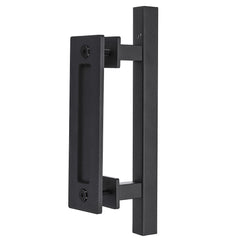 12 Inch Rustic Barn Door Handle for Sliding Door Barn Door Hardware Black Door Pull Plate Antique Long Base Gate Handles Pulls Push