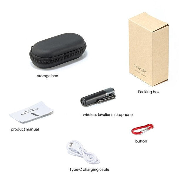 Lavalier Lable Bluetooth Wireless Microphone Smartphone Vlog Mic ZealSound Audio Video Real-Time Recording
