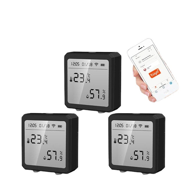 WiFi Smart Digital Temperature and Humidity Sensor Detector with LCD Date Time Display Support Alexa Google Home