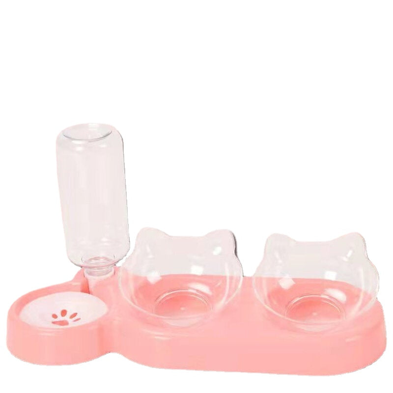 2-in-1 Food Bowl Autoxic Water Dispenser No-spill Food Feeder Dispenser Autoxic Dog Cats Drinking Bottles