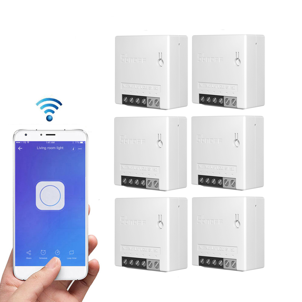 Two Way Smart Switch 10A AC100-240V Works with Amazon Alexa Google Home Assistant Nest Supports DIY Mode Allows to Flash the Firmware 6pcs