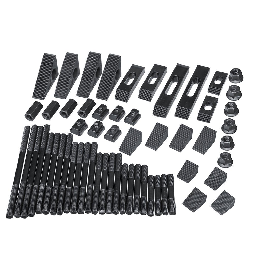 58pcs Clamping Tools Kit For Milling / Drilling M12 Studs 14mm Slot Step Block Set