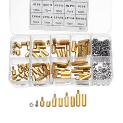 180Pcs M2.5 Brass Male-Female Hex Column Standoff Support Spacer Pillar Cross Screw Nut Assortment for PCB Board