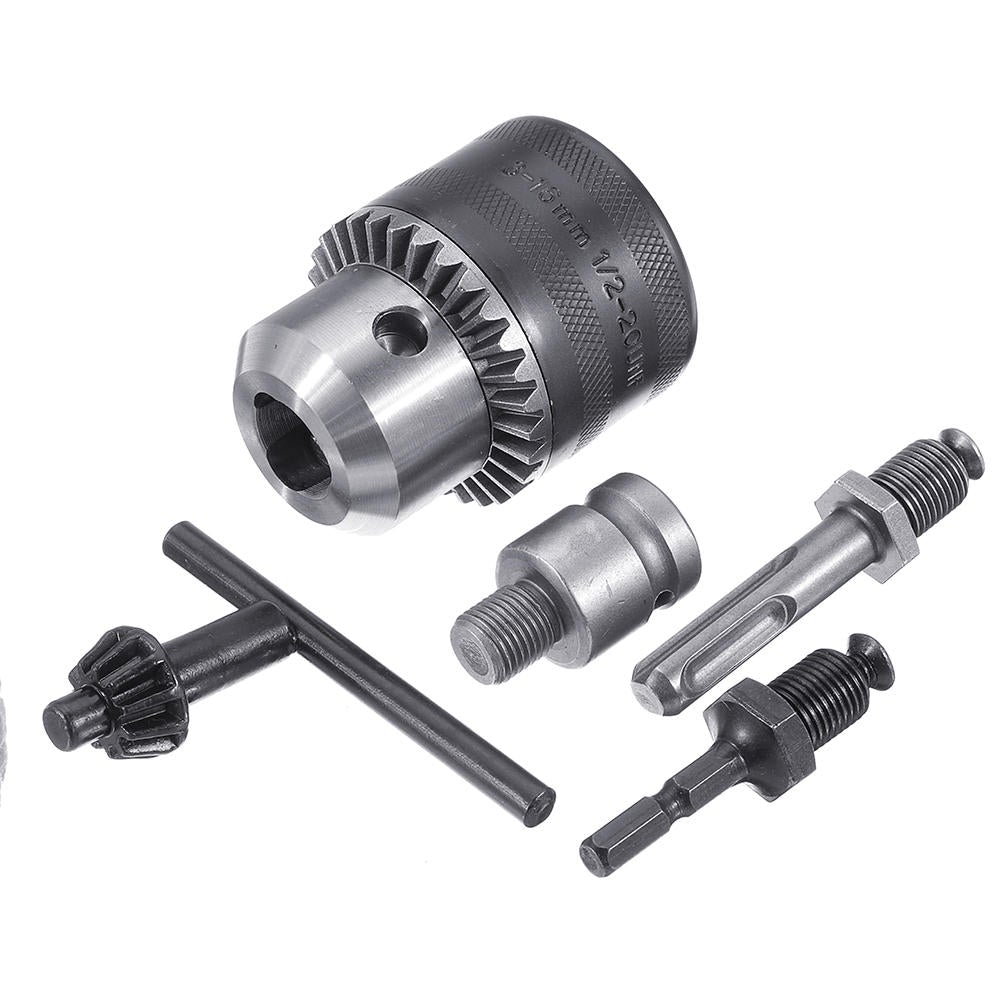 5pcs 3-16mm Drill Chuck Set 1/2-20UNF Thread Drill Adapter Changed Impact Wrench Into Eletric Drill