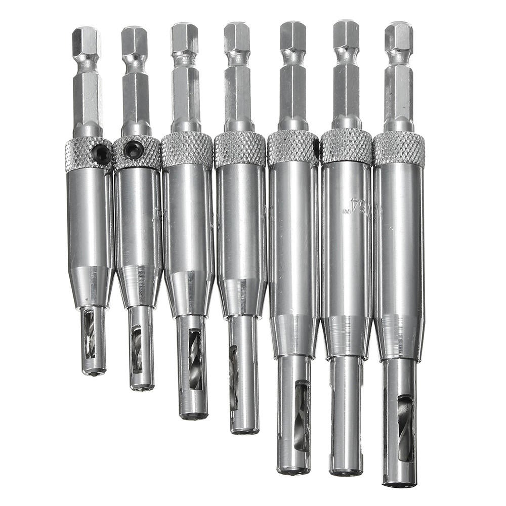 7pcs HSS Self Centering Hinge Drill Bit Door Window Cabinet Hole Puncher