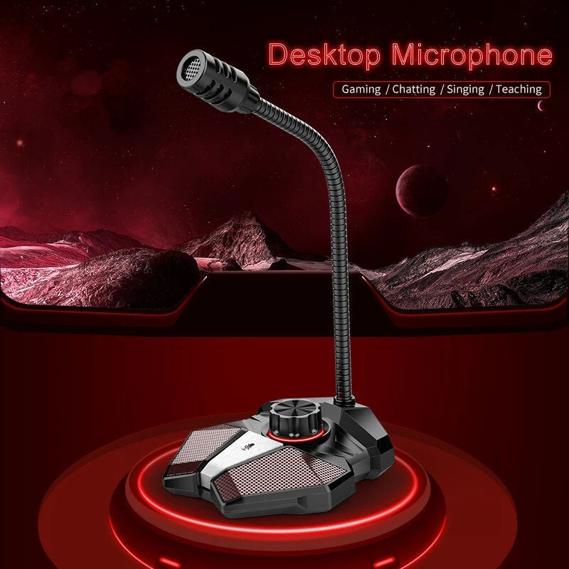 360 Degree Bending Professional Desktop Microphone With Stand for Gaming Singing Conference, Mobile USB