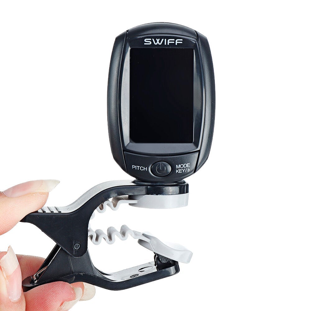 Rotatable Clip-on Tuner LCD Colorful Display Supports Vibration & Microphone Tuning for Chromatic Guitar Ukulele