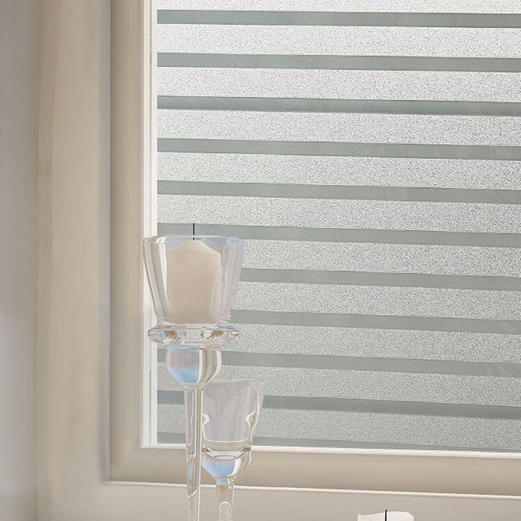 45cmX200cm Modern Stripe Pattern Glass Stickers Bathroom Balcony Sliding Door Frosted Gla