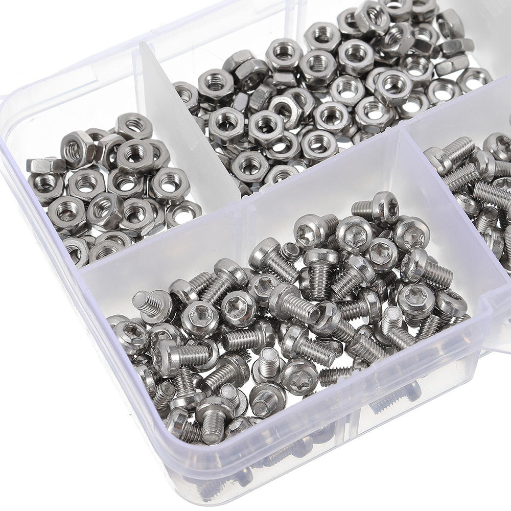 M3ST2 300Pcs M3 Torx Machine Screw 304 Stainless Steel Pan Head 4-12mm Bolt Nut Assortment