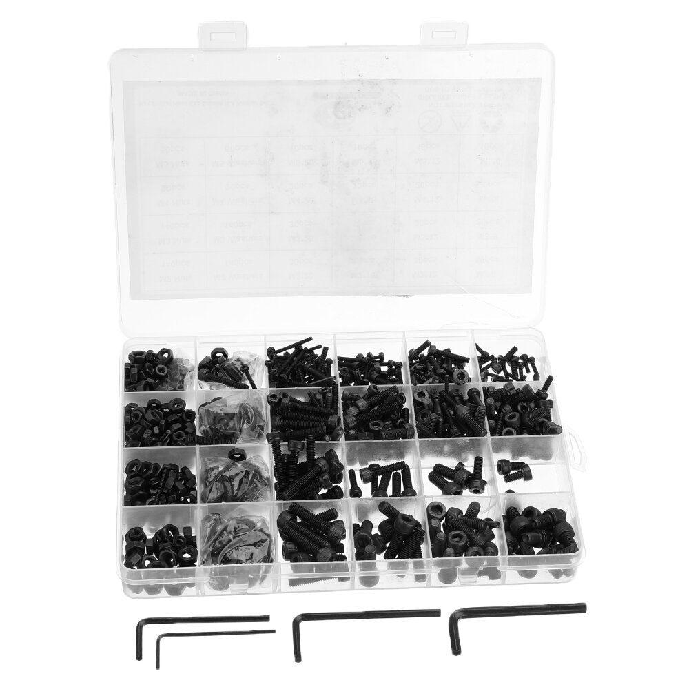 1220Pcs Alloy Steel 12.9 Grade Hex Socket Cap Head Screws Nut Washer Set Assortment Kit M2 M3 M4 M5