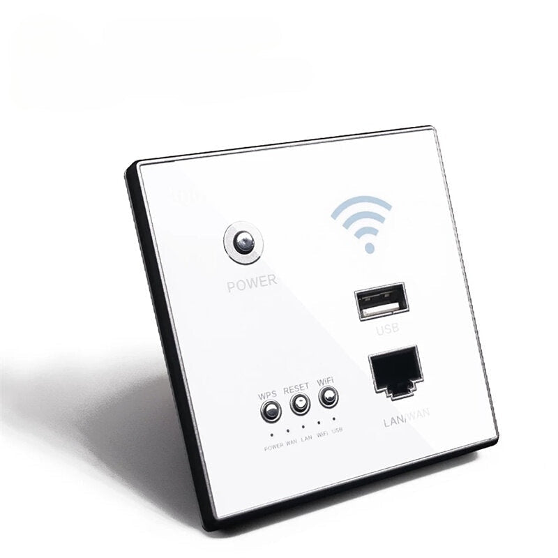 220V 300Mbps Wireless WiFi Socket RJ45 Embedded Wall WIFI Route AP Relay Smart USB Socket Crystal Glass Panel