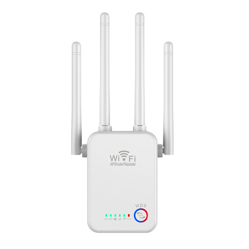 300M WiFi Repeater 2.4G 300Mbps Wireless Signal Booster Amplifier US/EU Plug Support WPS Router/AP/Repeater Mode with 4 External Antennas