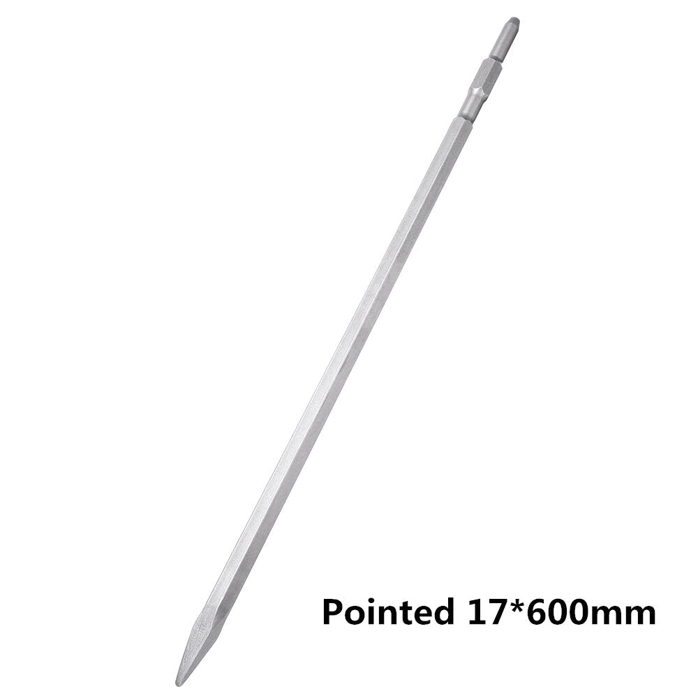 17 x 280/400/600mm Pointed/Flat Head Hex Shank Drill Bit for Hammer Drill Machine Slot