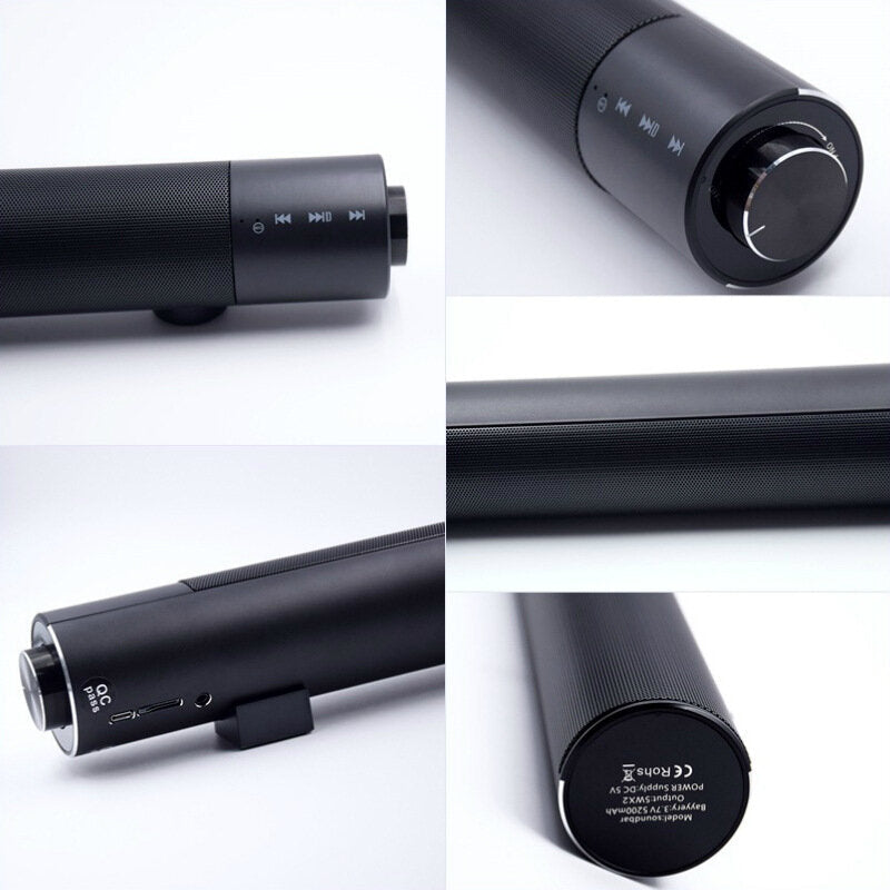Desktop Wireless Cylindrical Subwoofer Bluetooth 5.0 Speaker 5200mAh Battery Life Soundbar 2 Speakers 2 Diaphragms
