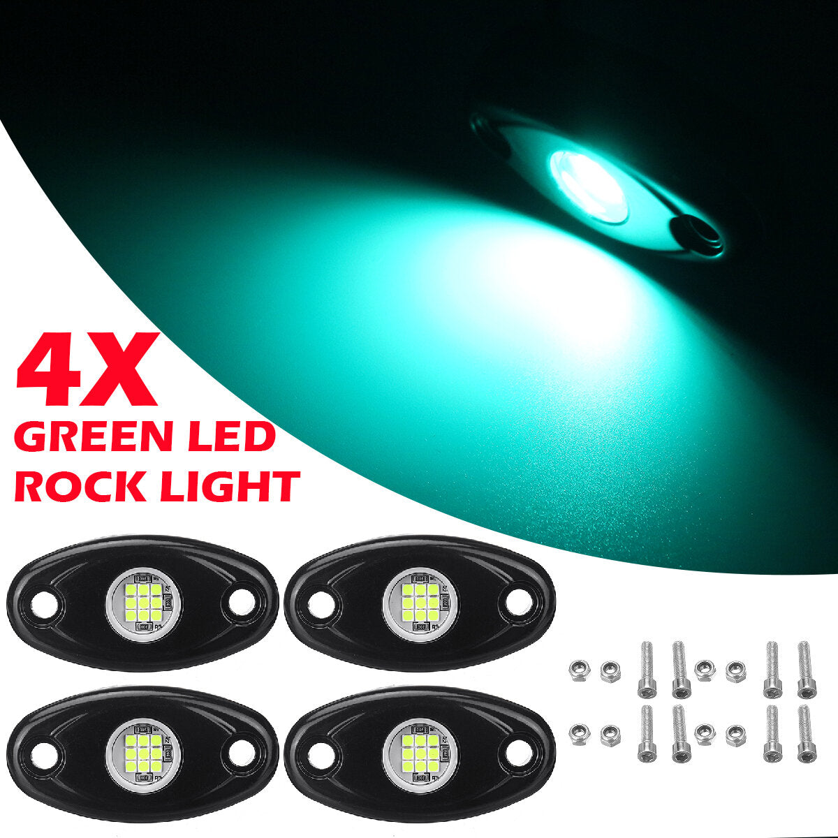 4pcs LED Rock Light Underbody Atmosphere Deck Lamp Wireless Underbody Aluminum Alloy For Offroad Truck UTV Marrine