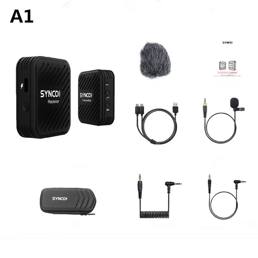 Wireless Microphone System 2.4GHz Interview Lavalier Lapel Mic Receiver Kit for Phones DSLR Tablet Camcorder