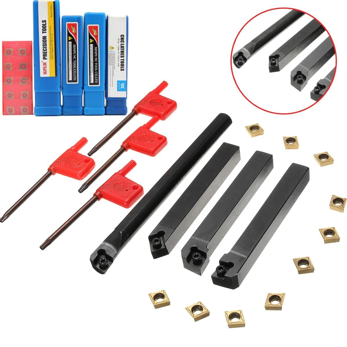 4pcs 12mm Lathe Boring Bar Turning Tool Holder With 10pcs CCMT09T304 Carbide Inserts