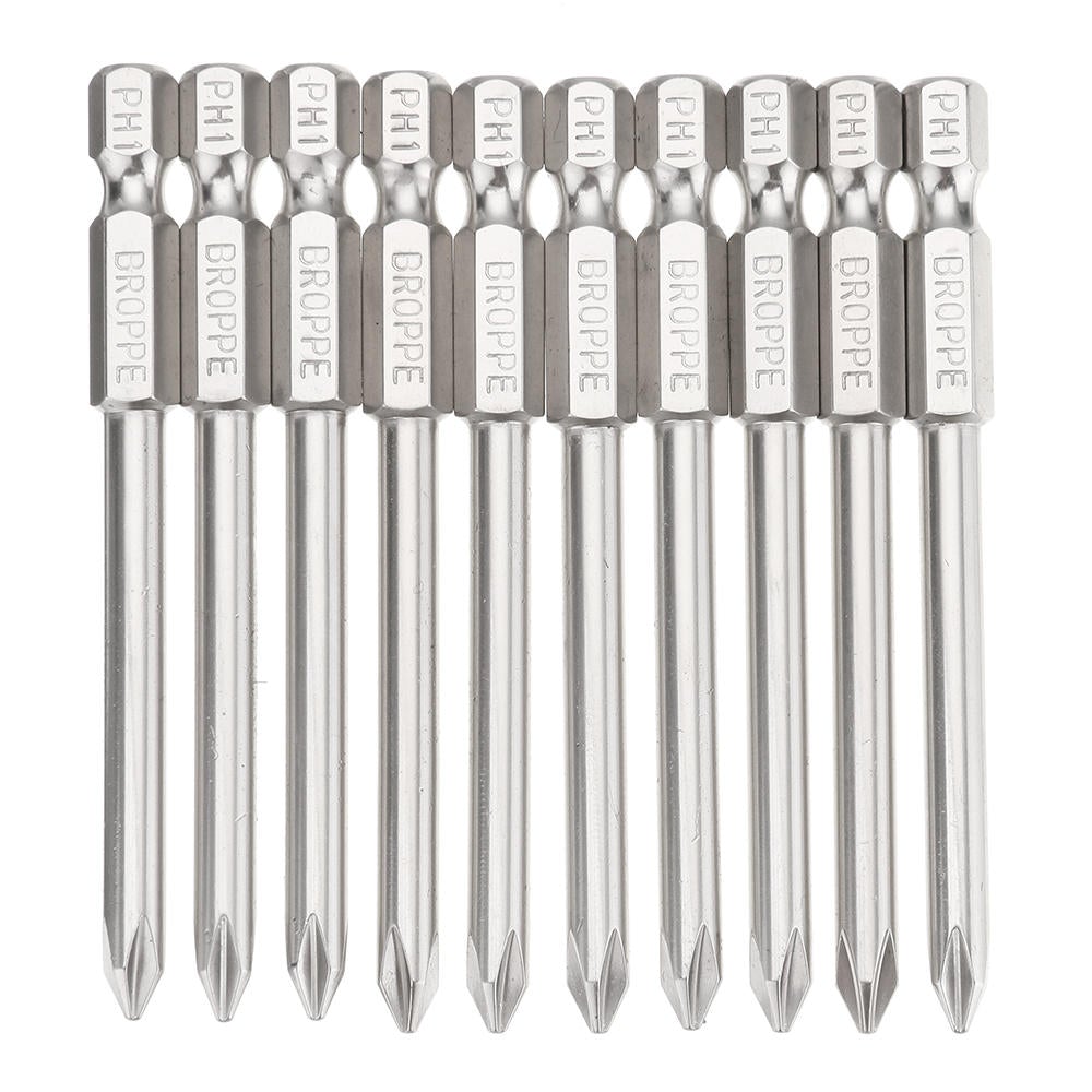 10pcs 75mm PH1 Screwdriver Bit 1/4" Hex Shank Magnetic Phillip Screwdriver Bits Set