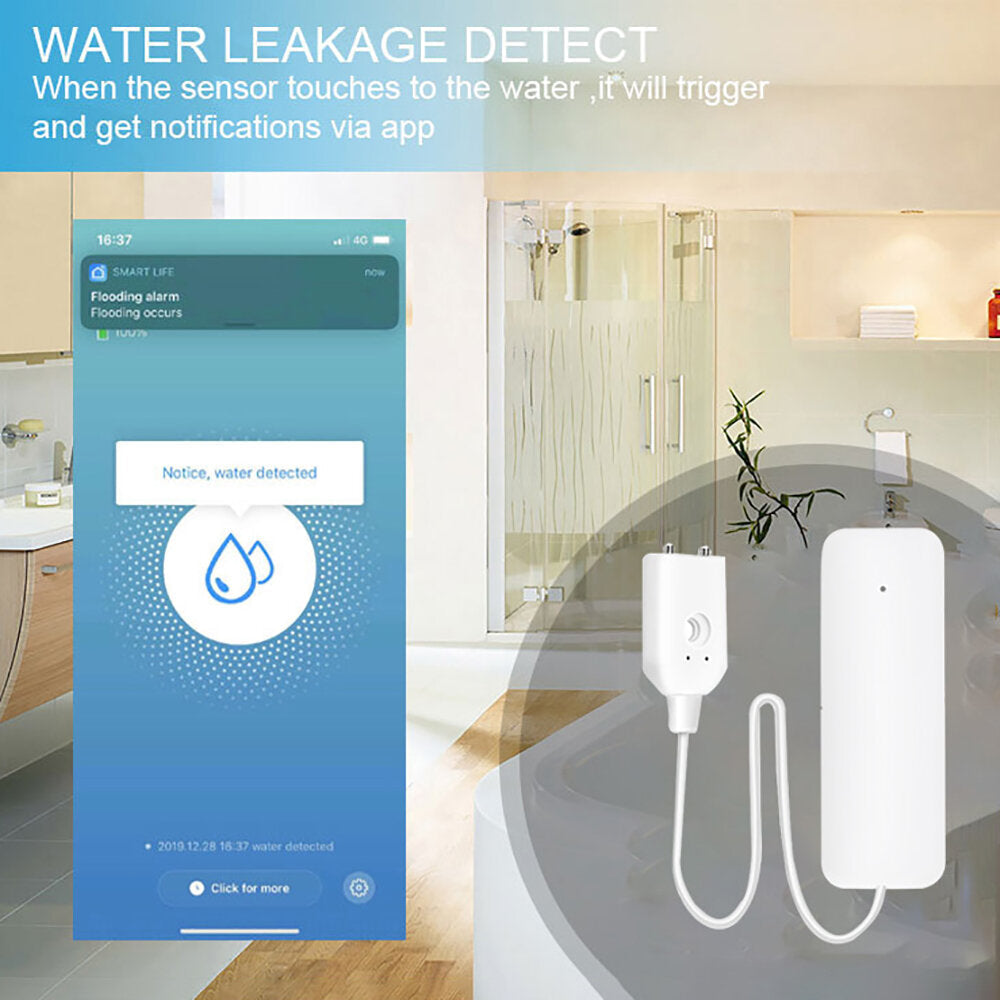 Smart Water Leakage Sensor Water Induction Sensor Alarm Work With Smart Life Google Assistant